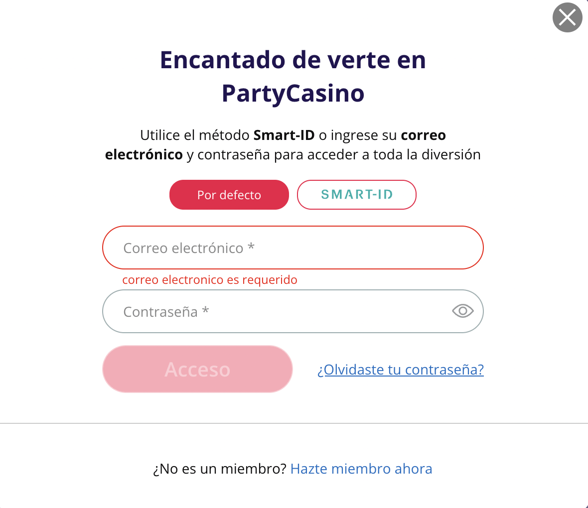 partycasino login